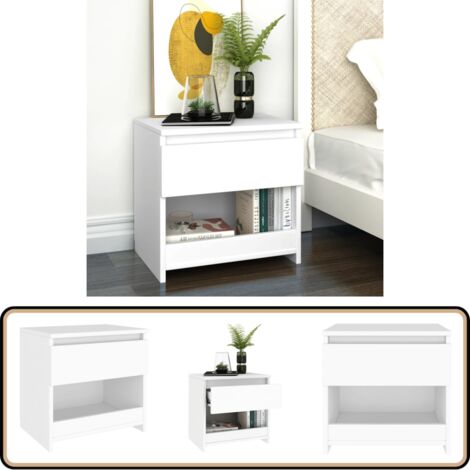 Table de chevet Blanc 40x30x39 cm Aggloméré - Table De Chevet - Meuble De Chambre - Commode - Rangement Nuit - Bureau D'appoint
