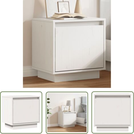 Table de chevet Blanc 40x30x40 Bois de pin solide