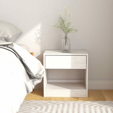 Table de chevet Blanc 40x31x40 Bois de pin massif
