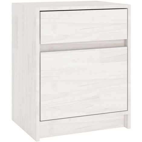 Table de chevet Blanc 40x31x50 Bois de pin massif