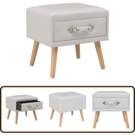 Table de chevet Blanc 40x35x40 cm Similicuir - Table De Chevet - Meubles De Chambre - Table Nuit - Commode - Rangement