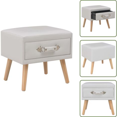 Table de chevet Blanc 40x35x40 cm Similicuir - Table De Chevet - Meubles De Chambre - Table Nuit - Commode - Rangement