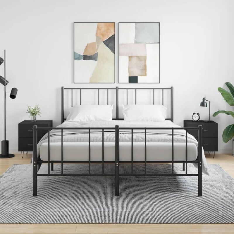 Tables de chevet 2 pcs noir 40x35x47,5 cm bois d'ingénierie