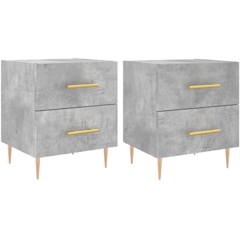 Tables de chevet 2pcs gris béton 40x35x47,5cm bois d'ingénierie Vidaxl