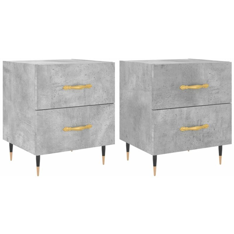 Tables de chevet 2pcs gris béton 40x35x47,5cm bois d'ingénierie Vidaxl