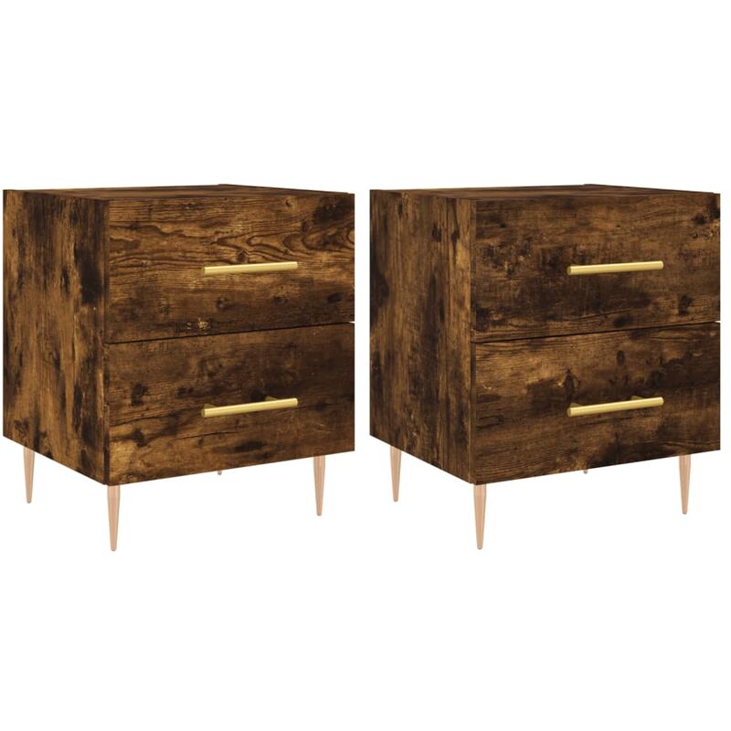Tables de chevet 2pcs chêne fumé 40x35x47,5cm bois d'ingénierie Vidaxl