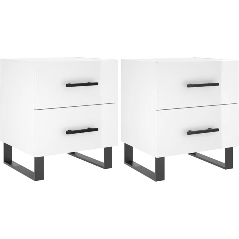 Tables de chevet 2 pcs blanc brillant 40x35x47,5 cm vidaXL