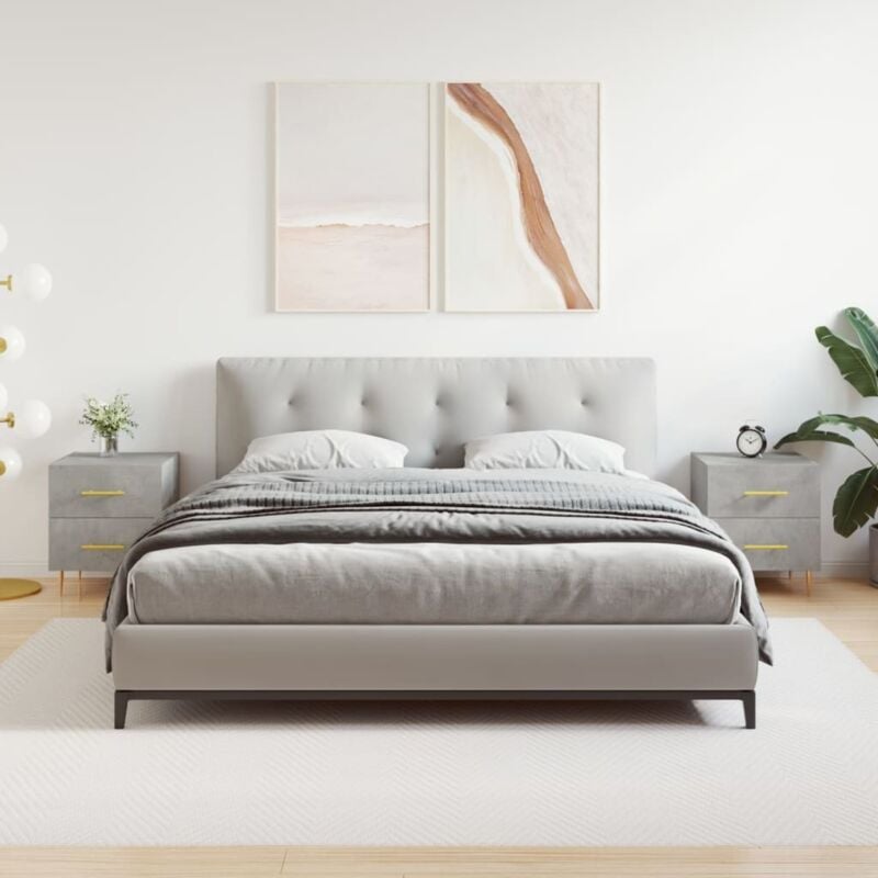 Furniture Limited - Tables de chevet 2pcs gris béton 40x35x47,5cm