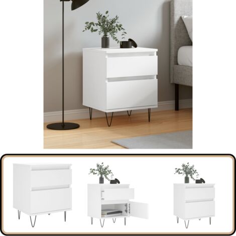 Table de chevet Blanc 40x35x50 cm Bois d’ingénierie - Table De Chevet - Meuble De Chambre - Table D'appoint - Table De Nuit - Mobilier Blanc