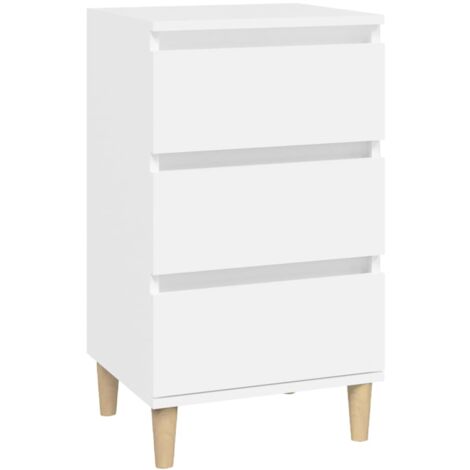 Table de chevet blanc 40x35x70 bois d’ingénierie