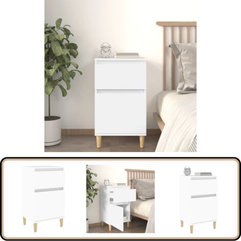Table de chevet blanc 40x35x70 cm - Table De Chevet - Meuble De Chambre - Commode - Armoire D'appoint - Rangement Intérieur