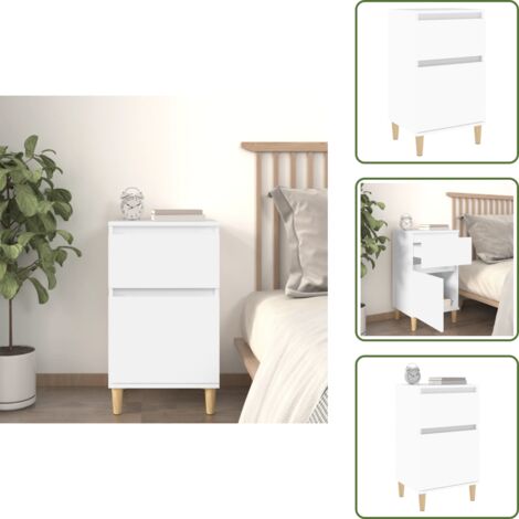 Table de chevet blanc 40x35x70 cm - Table De Chevet - Meuble De Chambre - Commode - Armoire D'appoint - Rangement Intérieur