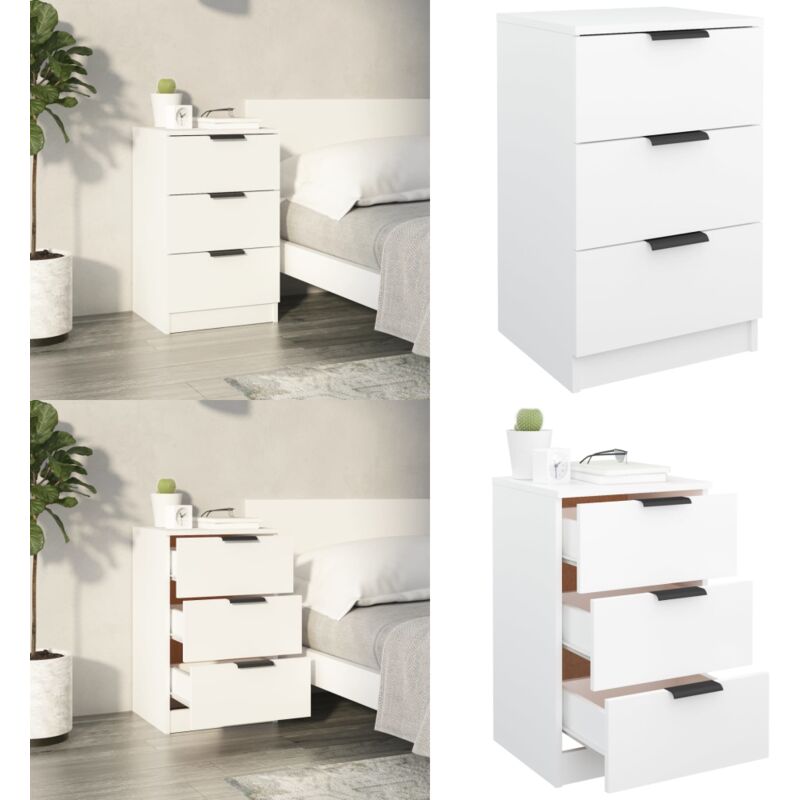 Table de chevet Blanc 40x36x65 cm - Table De Chevet - Meuble De Chambre - Table Nuit - Commode - Design Moderne - Home & Living
