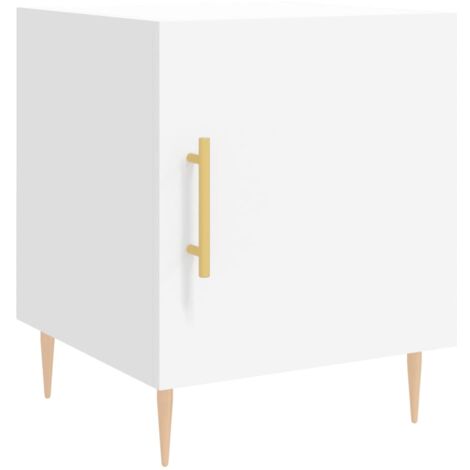 Table de chevet blanc 40x40x50 bois d’ingénierie