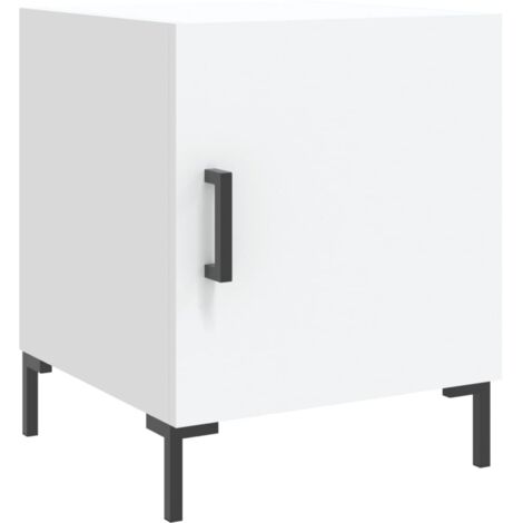 Table de chevet blanc 40x40x50 bois d’ingénierie