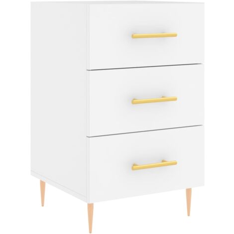 Table de chevet blanc 40x40x66 bois d'ingénierie