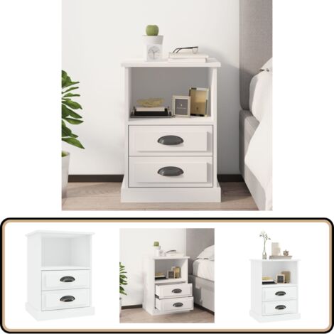 Table de chevet blanc 43x36x60 cm - Table De Chevet - Meuble De Chambre - Commode - Armoire D'appoint - Rangement Tiroir