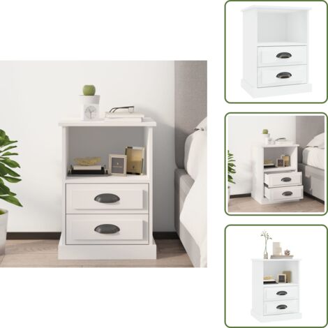 Table de chevet blanc 43x36x60 cm - Table De Chevet - Meuble De Chambre - Commode - Armoire D'appoint - Rangement Tiroir