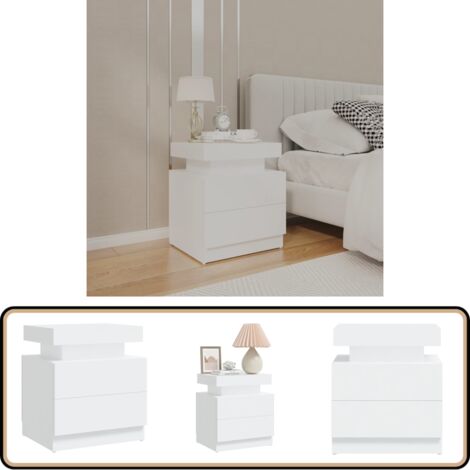 Table de chevet Blanc 45x35x52 cm Aggloméré - Table De Chevet - Meuble De Chambre - Commode - Nuit - Blanc