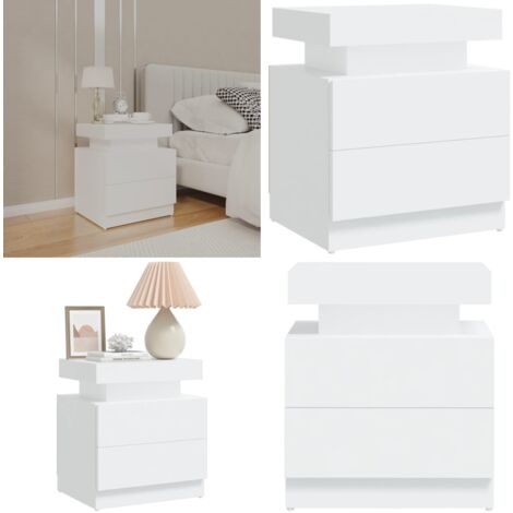 Table de chevet Blanc 45x35x52 cm Aggloméré - Table De Chevet - Meuble De Chambre - Commode - Nuit - Blanc - Home & Living