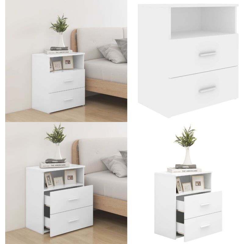Table de chevet Blanc 50x32x60 cm - Table De Chevet - Meuble De Chambre - Table Latérale - Commode - Tiroir - Home & Living