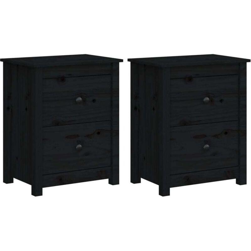 Vidaxl - Tables de chevet 2 pcs Noir 50x35x61,5 cm Bois de pin massif