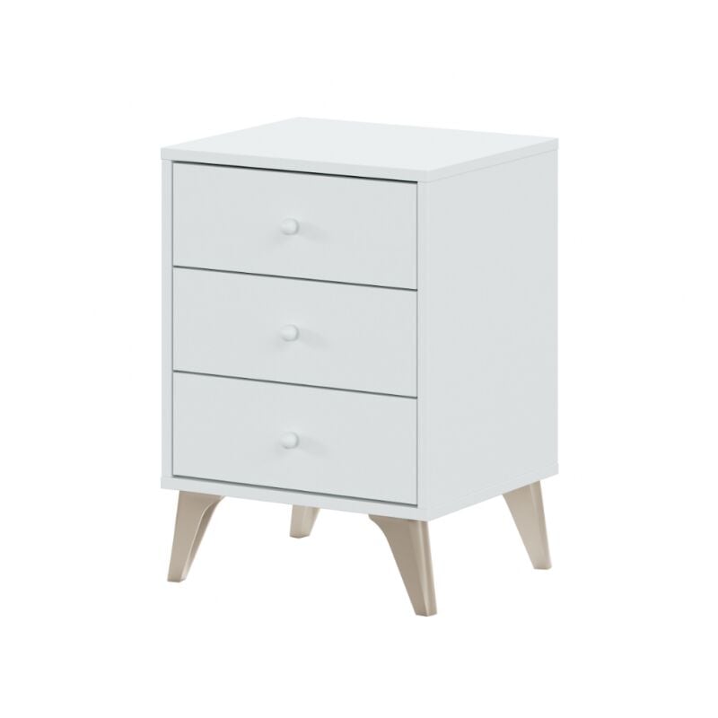 Chevet blanc 40x33,5x56 cm blanc mat avec trois tiroirs - Genova