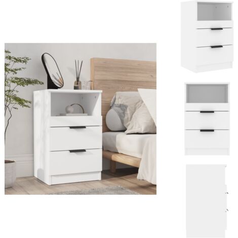 Table de chevet Blanc Bois d'ingénierie - Table De Chevet - Meuble De Chambre - Table Nuit - Mobilier Blanc - Bois D'ingénierie