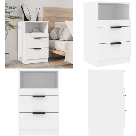 Table de chevet Blanc Bois d'ingénierie - Table De Chevet - Meuble De Chambre - Table Nuit - Mobilier Blanc - Bois D'ingénierie - Home & Living