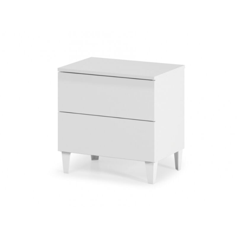Table de chevet 50x34x49 cm blanc brillant avec deux tiroirs - Catania