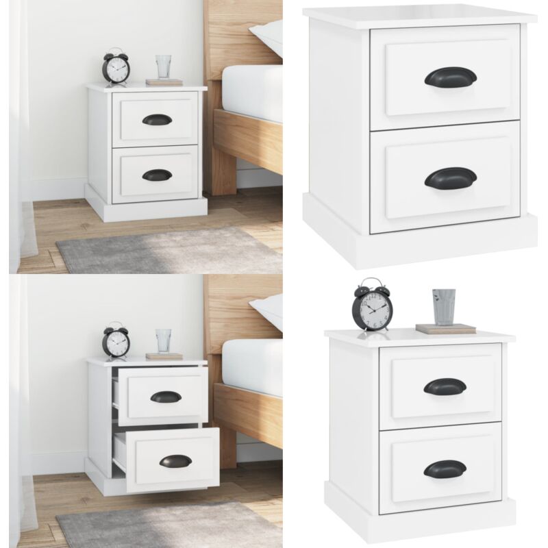 Table de chevet blanc brillant 39x39x47,5 cm Bois d'ingénierie - Table De Chevet - Table Nuit - Meubles De Chambre - Mobilier Design - Table Blanche