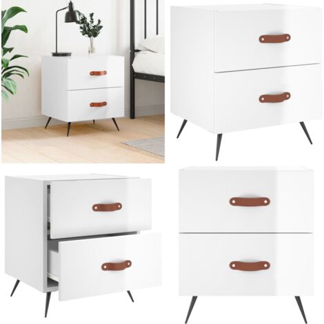 Table de chevet blanc brillant 40x35x47,5 cm bois d’ingénierie - Table De Chevet - Meuble De Chambre - Armoire De Chevet - Commode - Design Moderne - Home & Living
