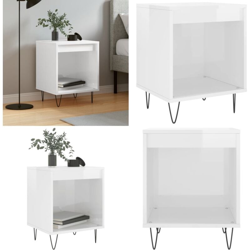 Table de chevet Blanc brillant 40x35x50 cm Bois d'ingénierie - Table De Chevet - Meuble De Chambre - Table Nuit - Table D'appoint - Table Blanche