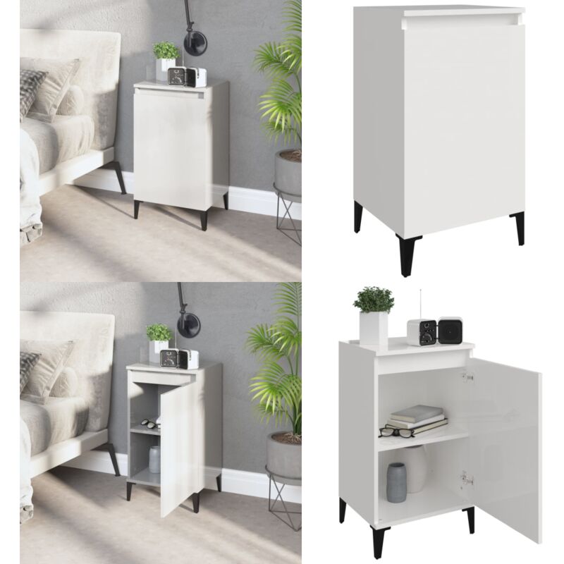Table de chevet blanc brillant 40x35x70 cm bois d'ingénierie - Table De Chevet - Meuble De Chambre - Commode - Armoire Latérale - Mobilier