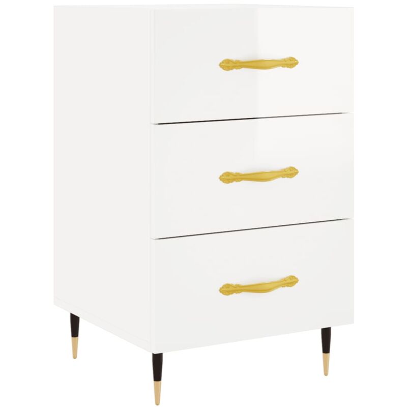 Table de chevet blanc brillant 40x40x66 cm bois d'ingénierie Vidaxl