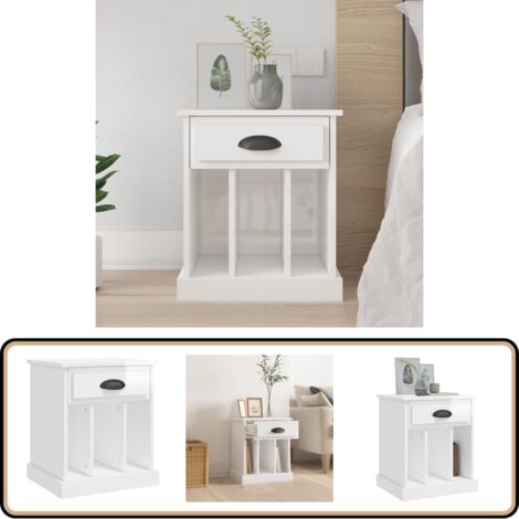 Table de chevet blanc brillant 43x36x50 cm - Table De Chevet - Meuble De Chambre - Commode - Armoire D'appoint - Rangement