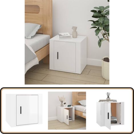 Table de chevet Blanc brillant 50x39x47 cm - Table De Chevet - Meuble De Chambre - Commode - Rangement - Bois D'ingénierie