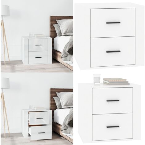 Table de chevet Blanc brillant 50x39x47 cm - Table De Chevet - Meuble De Chambre - Commode - Rangement - Bois D'ingénierie - Home & Living