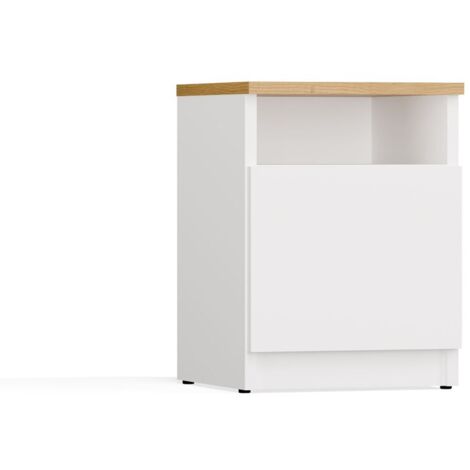 Table de chevet, blanc / chêne Artisan, 30 × 40 × 30 cm
