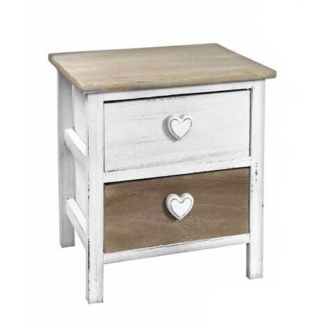 Table de chevet blanche avec un tiroir de style shabby cm 37x 29 x 40 h