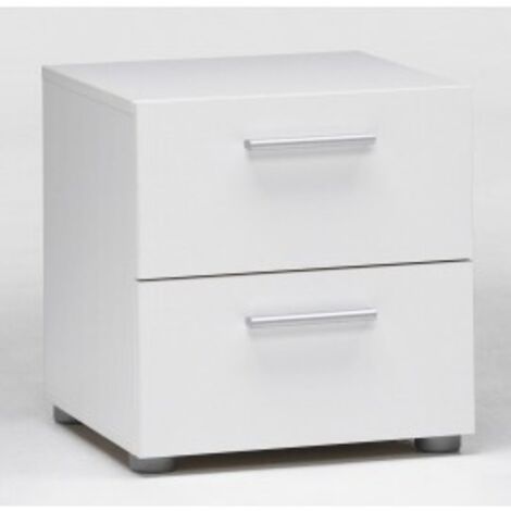 Table de chevet blanche en kit avec deux tiroirs cm 40x40x42h