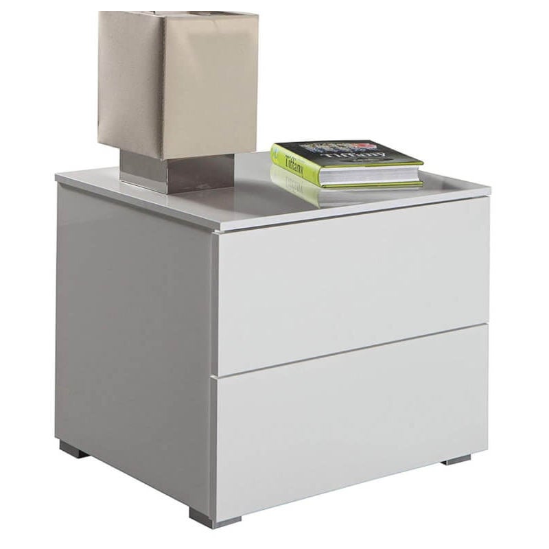 Table de chevet blanche moderne avec 2 tiroirs