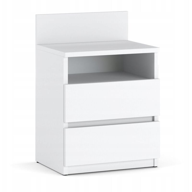 Table de chevet blanche Table de chevet 40CM 2 tiroirs étagère Nakastlik pour chambre