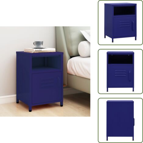 Table de chevet Bleu marine 35x35x51 cm Acier - Table De Chevet - Meuble De Chambre - Table D'appoint - Armoire De Lit - Rangement