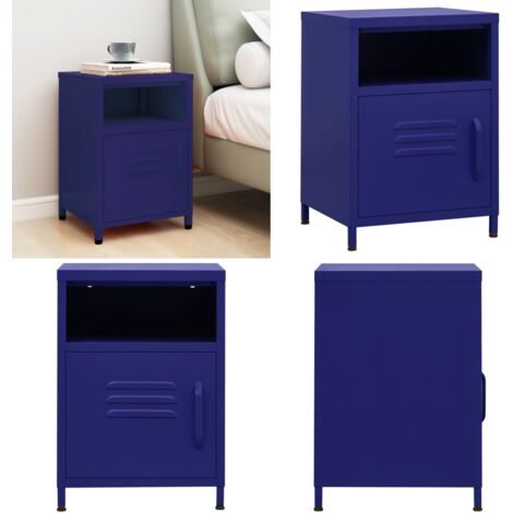 Table de chevet Bleu marine 35x35x51 cm Acier - Table De Chevet - Meuble De Chambre - Table D'appoint - Armoire De Lit - Rangement - Home & Living