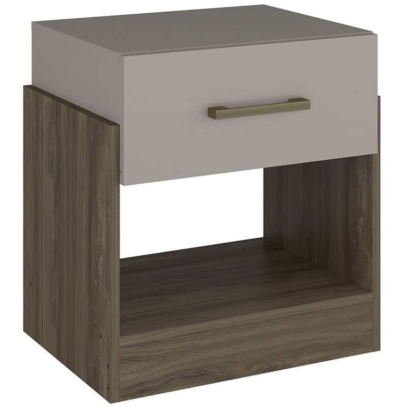 Vente-unique - Table de chevet 1 tiroir et 1 niche - Coloris : Taupe et marron - bodil ii