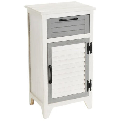 Table de chevet bois blanc et gris cérusé - 40x29x74cm