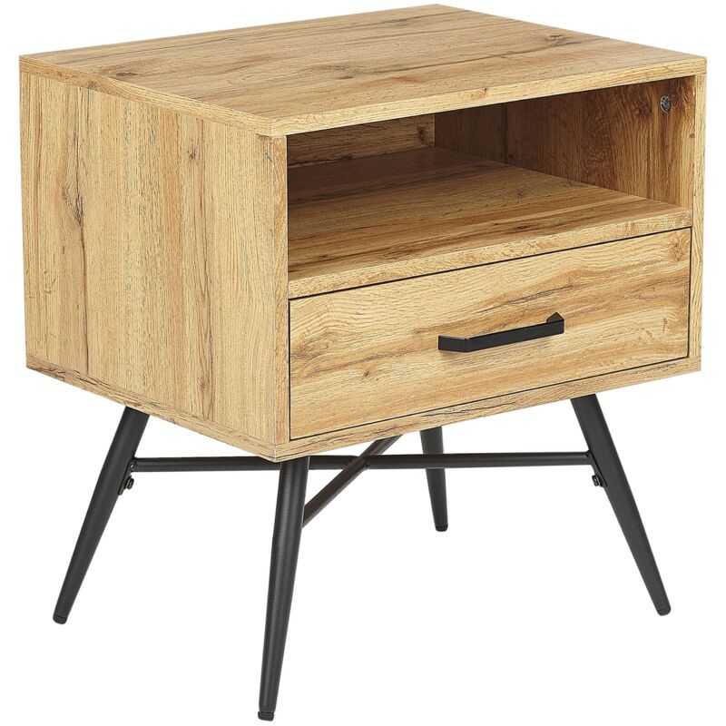 Beliani - Table de Chevet Bois Clair en mdf 55 x 50 x 40 cm 1 Tiroir Moderne Scandinave Lubock
