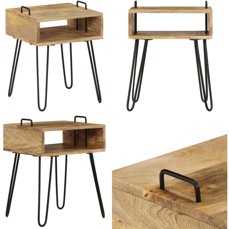 Table de chevet Bois de manguier massif 40x34x47 cm - Table De Chevet - Meuble De Chambre - Table Industrielle - Table Nuit - Bois Massif - Home &