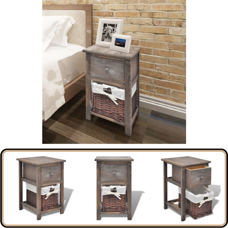 Table de chevet Bois Marron - Table De Chevet - Meuble De Chambre - Commode - Table De Nuit - Rangement